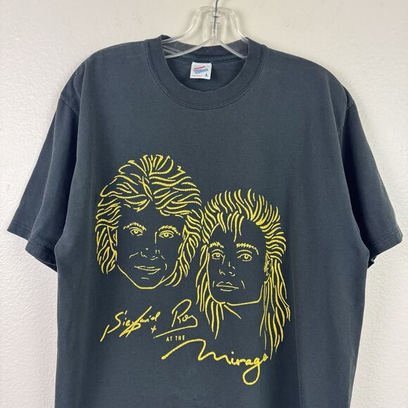 Vintage Men’s 90s Sigfried And Roy At The Mirage Graphic Tee T-Shirt Black Large - Picture 2 of 13